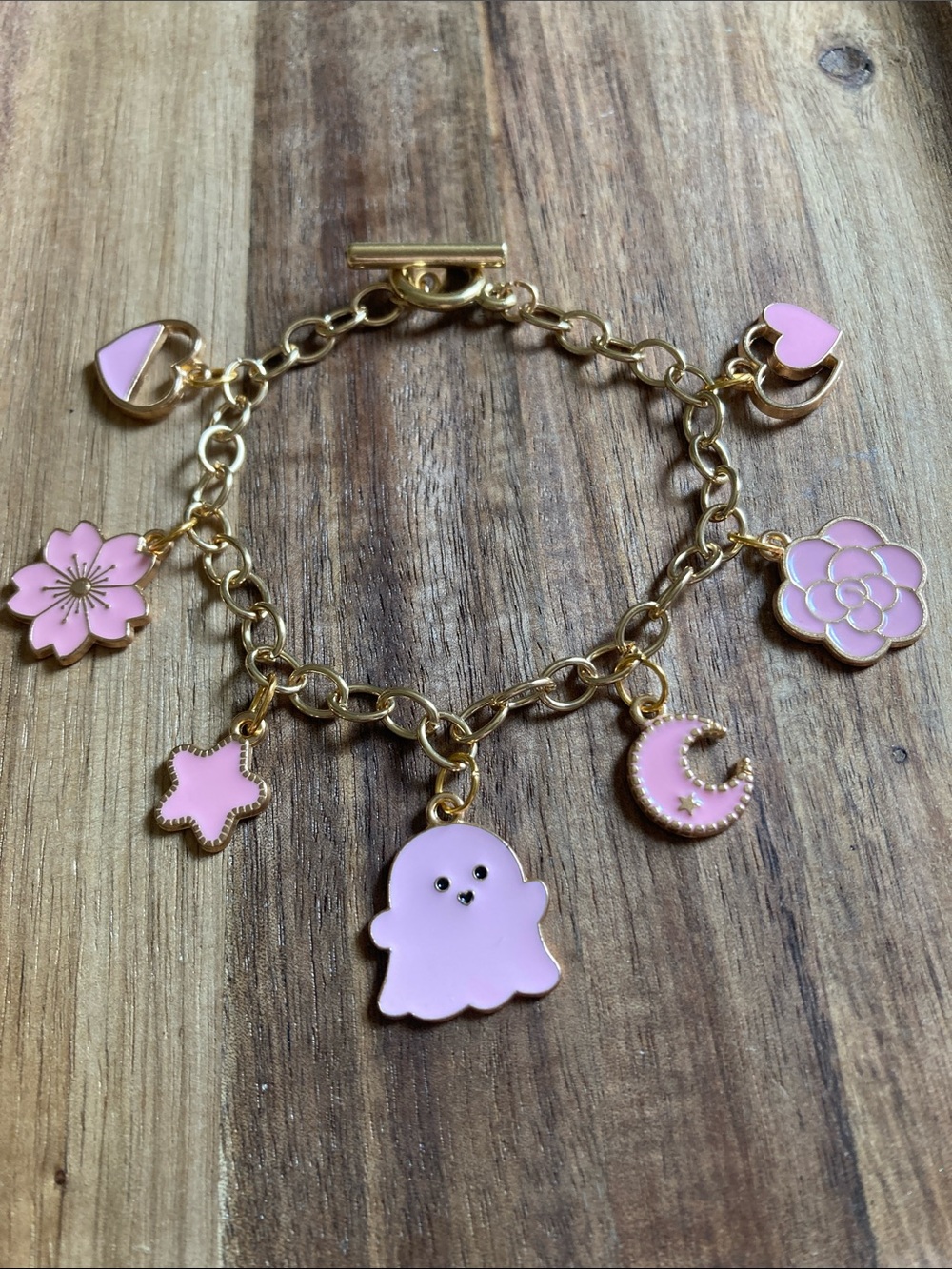 Handmade Bubblegum Pink Cutie Enamel Charm Bracelet